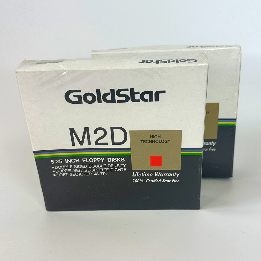 Gold Star M2D 5.25 inch Floppy Disks 48 TPI‎ SEALED IN BOX - 2 packs of 10ea